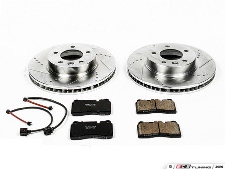 ES#3157043 - K4656 - Power Stop Z23 Evolution Sport Front Brake Kit (330x32) - A performance rear-wheel brake upgrade featuring drilled & slotted vented rotors and low-dust carbon-fiber ceramic pads. - Power Stop - Volkswagen