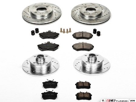 ES#3156840 - K376 - Power Stop Z23 Evolution Sport Front & Rear Brake Kit (256mm/226mm) - A direct-fit performance upgrade with drilled & slotted zinc-plated rotors and low-dust carbon-fiber ceramic pads. - Power Stop - Volkswagen