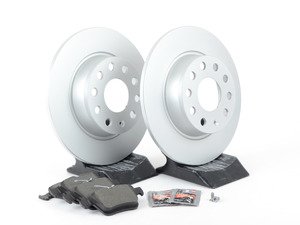 ES#2975817 - 1K0615301AAAKT2 - Rear Brake Service Kit - Featuring Meyle rotors and ECS DD23 "Daily Driver" ceramic pads. - Assembled By ECS - Audi Volkswagen