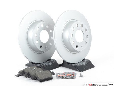ES#2975817 - 1K0615301AAAKT2 - Rear Brake Service Kit - Featuring Meyle rotors and ECS DD23 "Daily Driver" ceramic pads. - Assembled By ECS - Audi Volkswagen