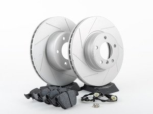 ES#3143713 - 6753221KT4 - Performance Front Brake Service Kit - Featuring ECS GEOMET slotted rotors and Hawk HPS pads - Assembled By ECS - 