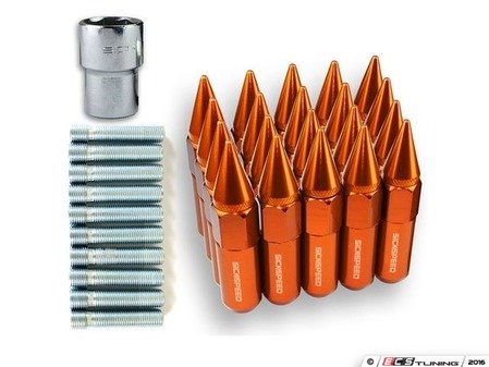 ES#3162621 - 200RGSPKWSCAALCK - Locking Spike Lugs Nuts With Stud Conversion - Orange  - (NO LONGER AVAILABLE) - Locking Stud conversion kit with 20 Black Sickspeed Lug Nuts, spikes and 20 steel wheel studs. - Sickspeed - 