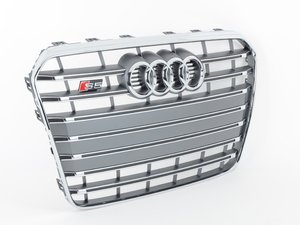 ES#2541926 - 8T0853651P1RR - S5 Front Grille - Platinum Grey - Complete platinum grey S5 grille assembly with emblems & license plate bracket - Genuine Volkswagen Audi - Audi