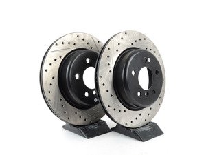 ES#3033136 - 34216775287CDS - Cross-Drilled & Slotted Brake Rotors - Rear  - This design removes performance robbing outgas and material dust caused by braking - StopTech - BMW