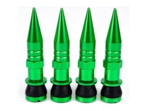 ES#3170883 - 4PCVSW/SPKGRN - Aluminum Valve Stems With Spike Caps - Green - Lightweight anodized valve stems with spiked caps - Sickspeed - BMW Volkswagen MINI