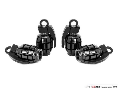 ES#3170876 - 4pcBLKVSGrenade - Grenade Valve Stem Caps - Black  - Lightweight anodized spike valve stem caps measuring 1.57" high - Sickspeed - BMW Volkswagen MINI