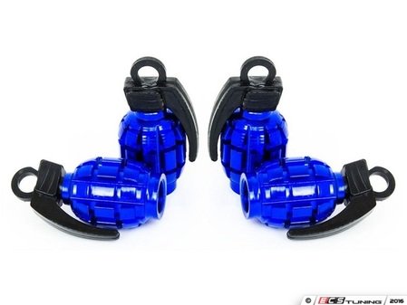 ES#3170882 - 4pcBLUVSGrenade - Grenade Valve Stem Caps - Blue - Lightweight anodized spike valve stem caps measuring 1.57" high - Sickspeed - BMW Volkswagen MINI