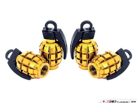ES#3170889 - 4pcGOLDVSGrenade - Grenade Valve Stem Caps - Gold  - Lightweight anodized spike valve stem caps measuring 1.57" high - Sickspeed - BMW Volkswagen MINI