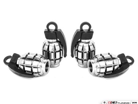 ES#3176349 - 4PCPOLVSGRENADE - Grenade Valve Stem Caps - Polished - Lightweight anodized spike valve stem caps measuring 1.57" high - Sickspeed - BMW Volkswagen MINI