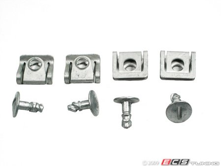 ES#2997 - 8D0805960121 - Rear Belly Pan Installation Hardware Kit - Includes four metal screws/washers & four speed nuts/clips - Assembled By ECS - Audi Volkswagen