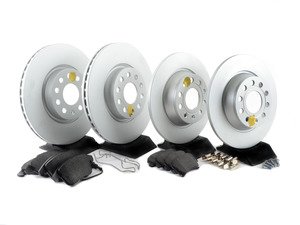 ES#3145621 - ESK5802 - Power Stop Euro-Stop Premium Front & Rear Brake Kit (312mm/282mm) - An authentic OE-specification 4-wheel braking solution featuring European-sourced pads, high-carbon smooth Geomet coated rotors, and strict ECE-R90 certification. - Power Stop - Volkswagen