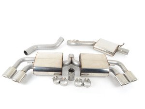 ES#2827417 - SSXAU293 - Cat-Back Exhaust System - Resonated - 2.75" stainless steel with quad special polished tips - Milltek Sport - Audi