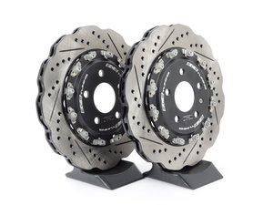 ES#3183422 - 018964ECS01KT - Rear 2-Piece Scalloped Brake Rotors - Pair (330x22) - Direct bolt-on upgrade to Tru-Float scalloped style rotors - ECS - Audi