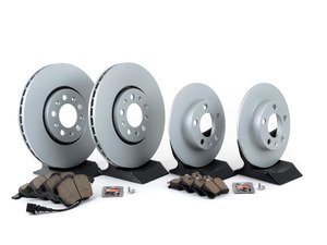 ES#3173538 - 1J0698001KT2 - Economy Ceramic Front & Rear Brake Service Kit - (NO LONGER AVAILABLE) - Coated Optimal Rotors and Akebono Ceramic Brake pads - Only the essentials to perform a brake service - Assembled By ECS - 