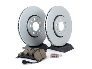 ES#3173162 - 1j0698451kt3 -  MK4 GTI/Golf/Jetta/Beetle Economy Ceramic Front Brake Service Kit (288x25) - (NO LONGER AVAILABLE) - OP Parts Rotors and Akebono Ceramic Brake pads - Only the essentials to perform a brake service - Assembled By ECS - 