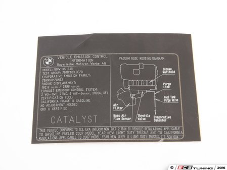 ES#185106 - 71227568804 - Exhaust Emissions Label - Genuine BMW - BMW