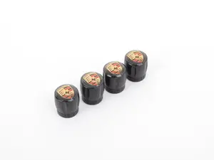 Porsche Crest Black Valve Stem Caps - Set of Four
