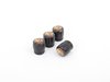 ES#3022193 - 99104460267 - Porsche Crest Black Valve Stem Caps - Set of Four - Feature a gloss black finish, Porsche crest on top, and Porsche script around the base - Genuine Porsche - Porsche