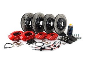 ES#3184079 - 009607ECS01AKT10 - ECS M Performance Front & Rear Big Brake Kit - Red - Upgrade to M Performance calipers, 370x30mm 2-piece rotors, Genuine BMW pads, & ECS Exact-fit brake lines - ECS - BMW