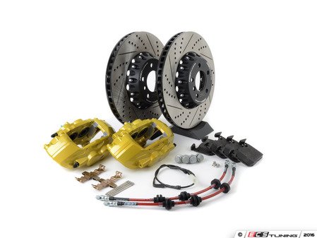 ES#3184063 - 009607ecs01aKT3 - ECS F30 M Performance Front Big Brake Kit - Yellow - (NO LONGER AVAILABLE) - Upgrade to the F30 M Performance calipers with larger 2-piece rotors and stainless steel brake lines - ECS - 