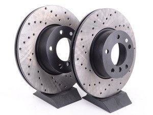 ES#3034970 - 34116792219CD - Cross-Drilled Brake Rotors - Front (312x24) - This design removes performance robbing outgas and material dust caused by braking - StopTech - BMW