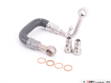 ES#3176241 -  06b121497fKT - Turbo Cooling Hose Kit - Feed Line - Connects turbocharger to the connection flange - includes banjo bolts & washers - Assembled By ECS - Audi