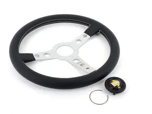 ES#3135810 - PR035BK0S - MOMO Prototipo Steering Wheel - Silver Spoke 350mm - Customize your driving experience with this fine leather steering wheel - MOMO - Audi BMW Volkswagen Mercedes Benz MINI Porsche