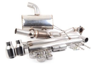 ES#3187807 - SSXVW218TBKT - MK6 Golf R 3" Turbo Back Exhaust System - Non-Resonated - Get that Exhaust tone you've been looking for! Features 3" cat-back construction with 4" Polished "GT100" style tips, and a 3" downpipe with a high-flow cat - Milltek Sport - Volkswagen