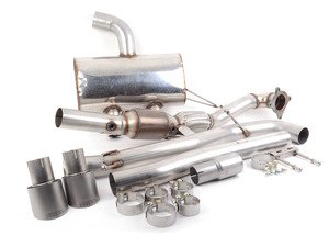 ES#3187808 - SSXVW219TBKT - MK6 Golf R 3" Turbo Back Exhaust System - Non-Resonated - Get that Exhaust tone you've been looking for! Features 3" cat-back construction with 4" Titanium "GT100" style tips, and a 3" downpipe with a high-flow cat - Milltek Sport - Volkswagen