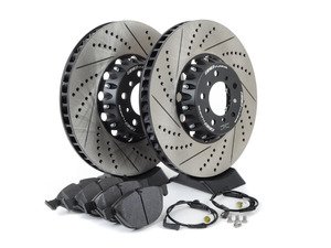 ES#3183518 - 34112282805KT11 - Performance Front Brake Service Kit - Featuring ECS 2-piece semi-floating cross drilled and slotted rotors and Hawk HPS pads - Assembled By ECS - BMW