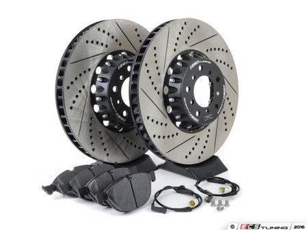 ES#3183518 - 34112282805KT11 - Performance Front Brake Service Kit - Featuring ECS 2-piece semi-floating cross drilled and slotted rotors and Hawk HPS pads - Assembled By ECS - BMW