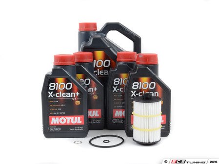 ES#2777606 - G0521951LKT2 - Oil Service Kit - Premium - Includes 9 liters of Motul 8100 X-Clean+ Oil (5w-30), oil filter, and drain plug sealing washer - Assembled By ECS - Audi