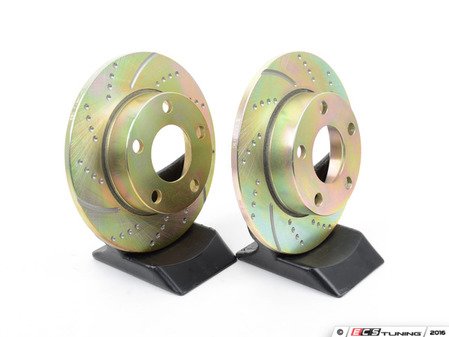 ES#522231 - GD909 - Rear Slotted & Dimpled Brake Rotors - Pair (245x10) - Upgrade to a slotted / dimpled rotor for improved braking - EBC - Audi Volkswagen