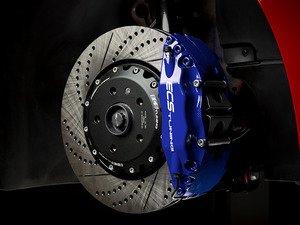 ES#3129769 - 011219ECS01-02KT - Front Big Brake Kit - Stage 3 - 2-Piece Cross-Drilled & Slotted Rotors (352x32) - (NO LONGER AVAILABLE) - Featuring ECS 4-piston brake calipers, caliper brackets, EBC Redstuff pads, drilled and slotted semi-floating two-piece rotors, Exact-Fit stainless steel lines and hardware - ECS - 