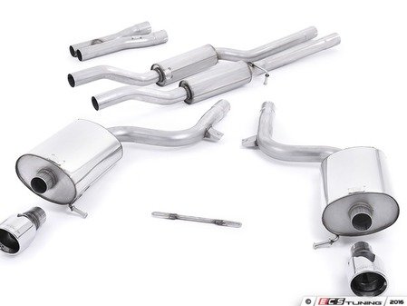 ES#2827286 - SSXAU100 - Cat-Back Exhaust System - Resonated - 2.25" stainless steel with dual 100mm 'Jet' style polished exhaust tips - Milltek Sport - Audi