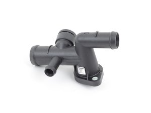 ES#3190061 - 902-879 - Coolant Flange - Located on the driver side of the cylinder head, this pipe contains the coolant tempature sensor - Dorman - Audi Volkswagen