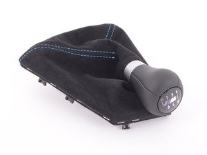 ES#3109880 - 25117854545 - Shift knob with boot - Leather shift knob with Alcantara boot, with blue stitching - Genuine BMW - BMW