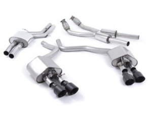 ES#2827564 - SSXAU447 - Cat-Back Exhaust System - Resonated Valvesonic - 2.76" stainless steel with Quad 100mm black Cerakote tips - Milltek Sport - Audi