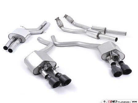 ES#2827564 - SSXAU447 - Cat-Back Exhaust System - Resonated Valvesonic - 2.76" stainless steel with Quad 100mm black Cerakote tips - Milltek Sport - Audi