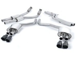 ES#2827490 - SSXAU373 - Cat-Back Exhaust System - Non-Resonated - (NO LONGER AVAILABLE) - 2.76" stainless steel with quad 100mm black Cerakote tips - Milltek Sport - 