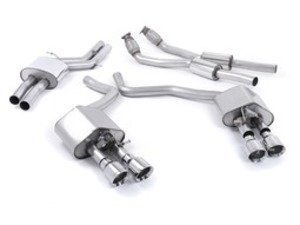 ES#2827561 - SSXAU444 - Cat-Back Exhaust System - Resonated Valvesonic - 2.76" stainless steel with Quad 100mm polished tips - Milltek Sport - Audi