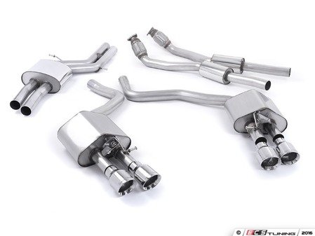 ES#2827561 - SSXAU444 - Cat-Back Exhaust System - Resonated Valvesonic - 2.76" stainless steel with Quad 100mm polished tips - Milltek Sport - Audi