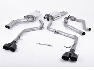 ES#2827492 - SSXAU375 - Cat-Back Exhaust System - Non-Resonated Race Version - 2.37" stainless steel with quad 100mm black Cerakote tips - Milltek Sport - Audi