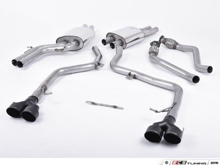 ES#2827492 - SSXAU375 - Cat-Back Exhaust System - Non-Resonated Race Version - 2.37" stainless steel with quad 100mm black Cerakote tips - Milltek Sport - Audi