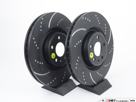 ES#2619980 - GD1845 - Front Slotted & Dimpled Brake Rotors - Pair (356x34mm) - Upgrade to a EBC GD slotted / dimpled rotor for improved braking - EBC - Audi