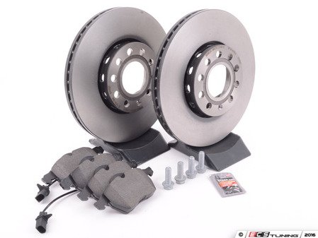 ES#1899318 - 8e0698003 - Front Brake Service Kit - Includes Brembo Rotors & Vaico Pads - Assembled By ECS - Volkswagen