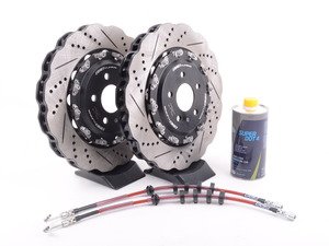 ES#3199872 - 003281ecs02kt2KT - Front Brake Kit - Stage 1 - 2-Piece Scalloped Rotors (365x34) - Upgrade your brake system with ECS 2-Piece Tru-Float scalloped rotors and stainless steel lines - ECS - Audi