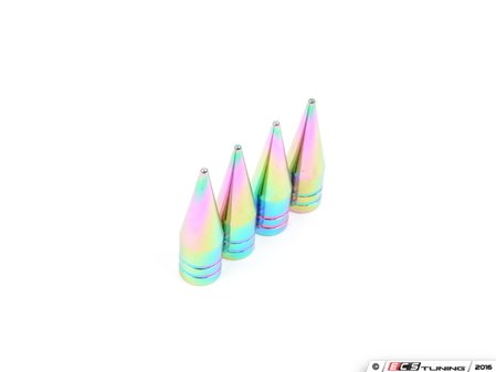 ES#3170853 - 4PCNEOVSSPIKES - Spike Valve Stem Caps - Neo Chrome - Lightweight anodized spike valve stem caps measuring 1.25" high! - Sickspeed - BMW Volkswagen MINI
