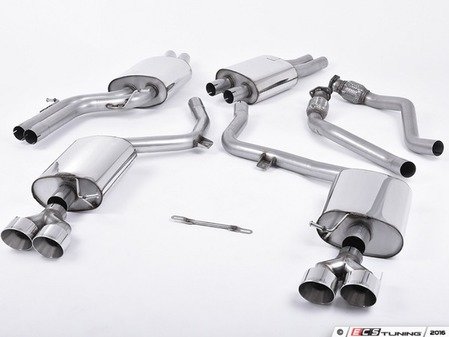 ES#2827483 - SSXAU366 - Cat-Back Exhaust System - Resonated - 2.37" stainless steel with quad 100mm polished tips - Milltek Sport - Audi