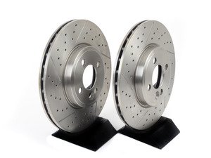 ES#3106597 - 34116777826kt2KT - Front Sport Drilled / Slotted JCW Brake Rotors - Pair 11.57" (294x22) - Upgrade or replace your sport rotors - Vaico - MINI
